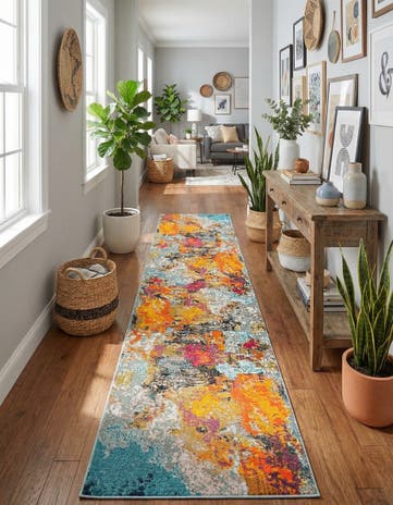 2' 7 x 12' Washable Vivid Runner Rug