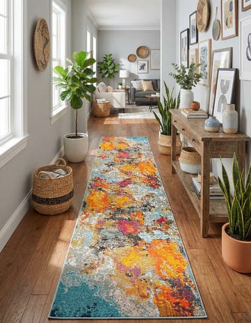 2' 7 x 12' Washable Vivid Runner Rug