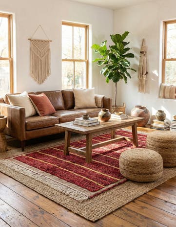 4' 2 x 6' 3 Hand Knotted Moroccan Wool Rug