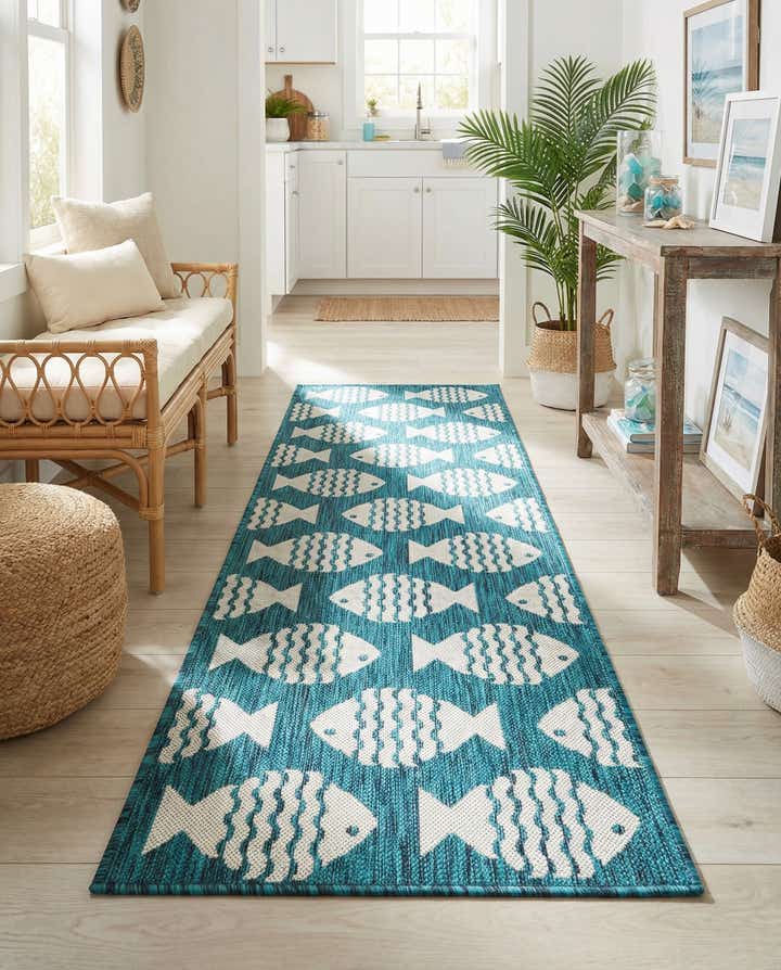 2' x 6' 1 Easy-Clean Coastal Indoor / Outdoor Runner Rug