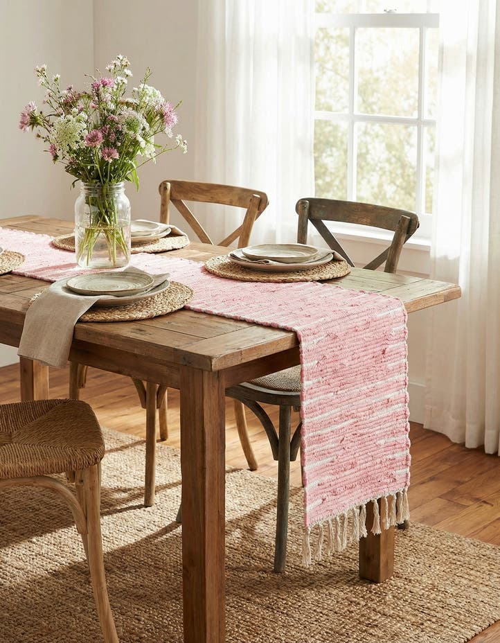 1' 2 x 10' Hand Woven Chindi Cotton Table Run...