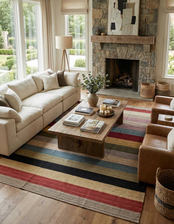 Detail image of 9' 10 x 13' 8  Hand Woven Kilim Modern Wool Rug