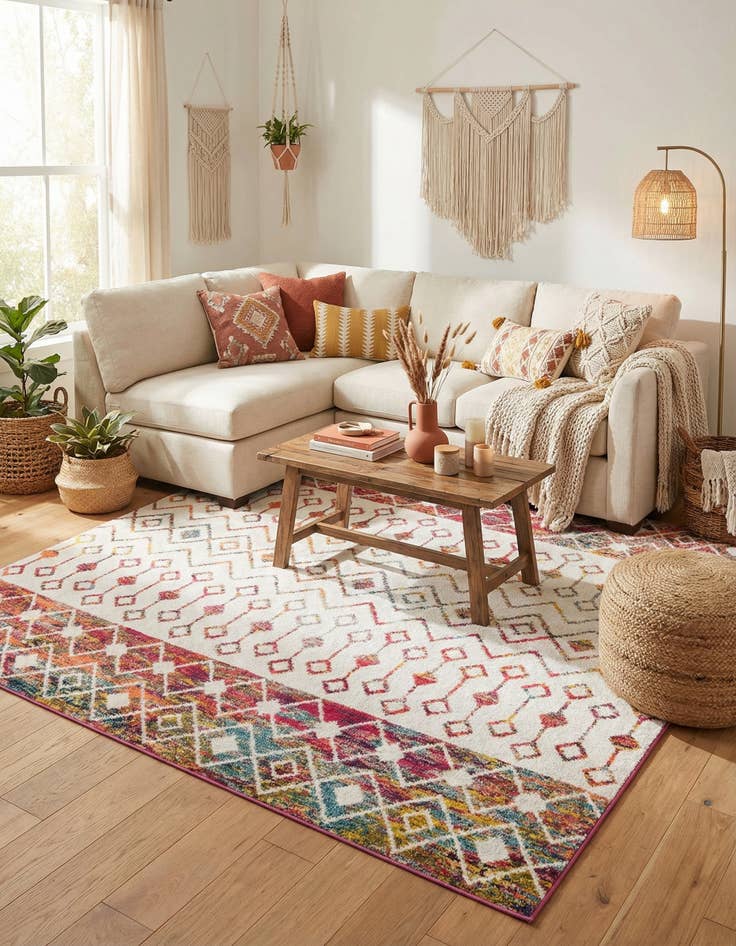 Detail image of  7' 10 x 7' 10 Moroccan Trellis Square Rug