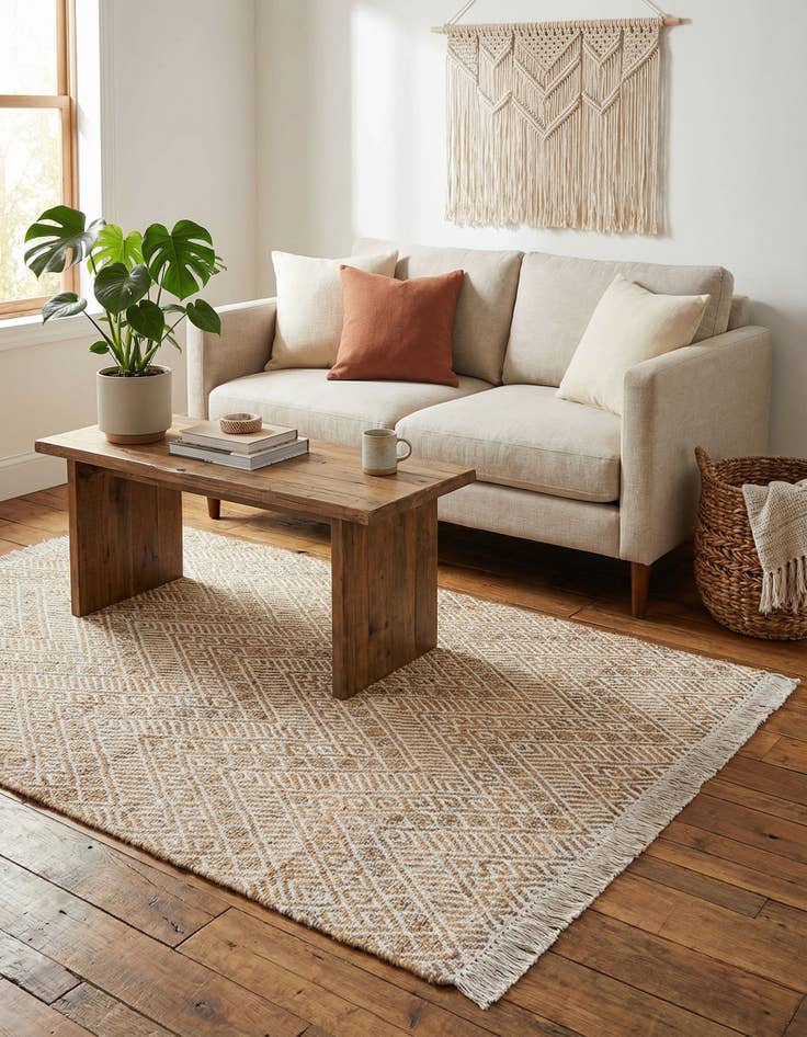 Detail image of 4' 1 x 6' 1  Hand Braided Jute Rug