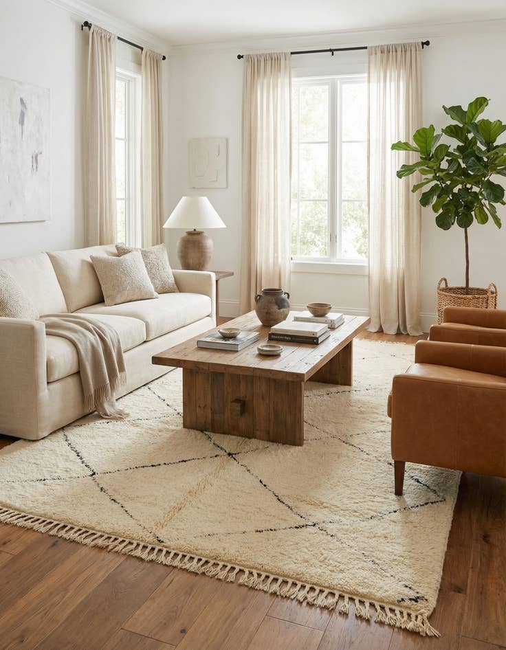 Detail image of 6' 3 x 10' 2  Hand Knotted Moroccan Wool Rug