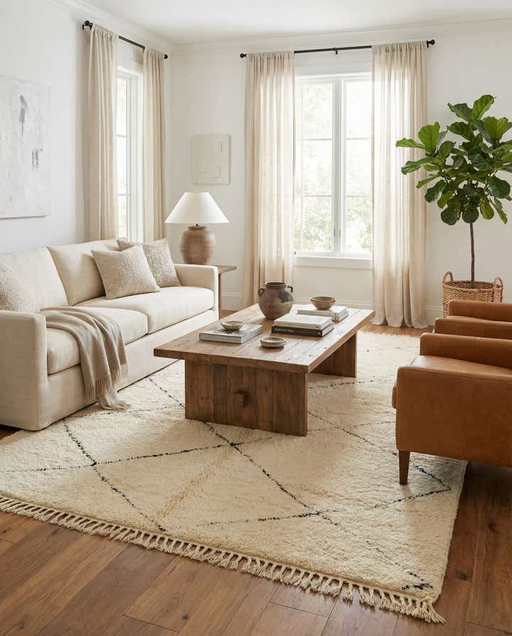 6' 3 x 10' 2 Hand Knotted Moroccan Wool Rug