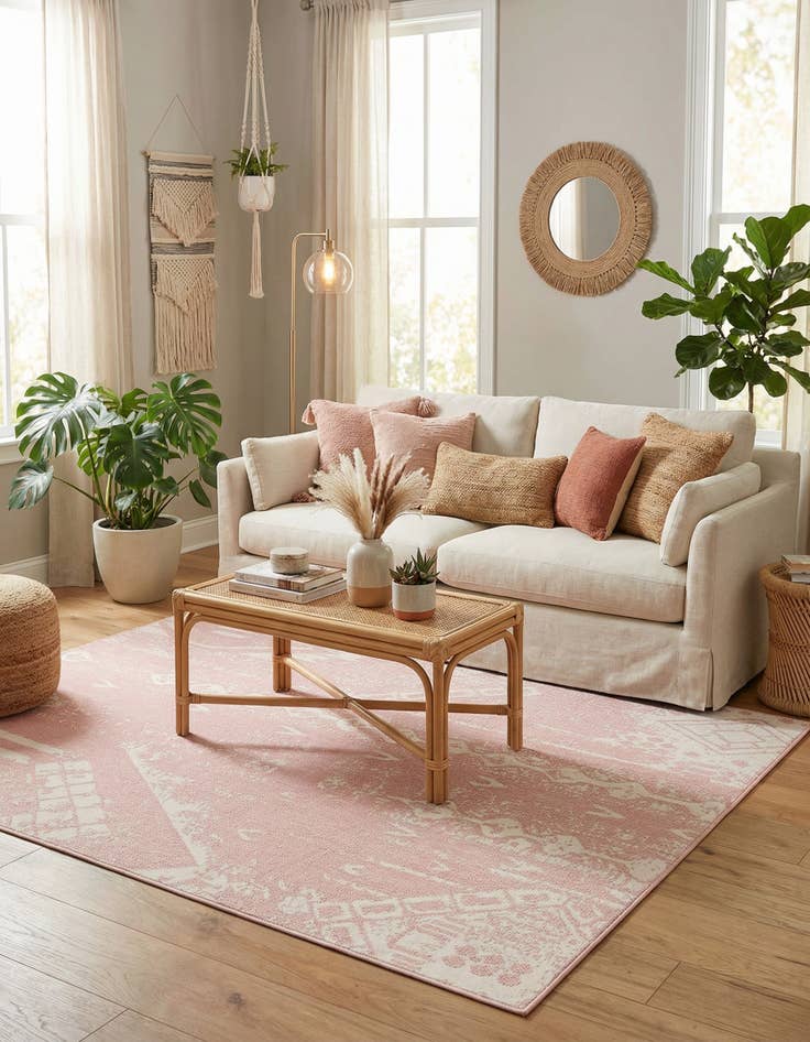 Detail image of  7' 10 x 10'  Washable Bohemian Indoor / Outdoor Rug