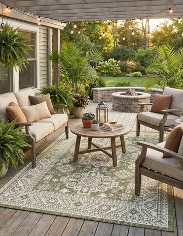 5' 3 x 8' Easy-Clean Aztec Indoor / Outdoor Rug