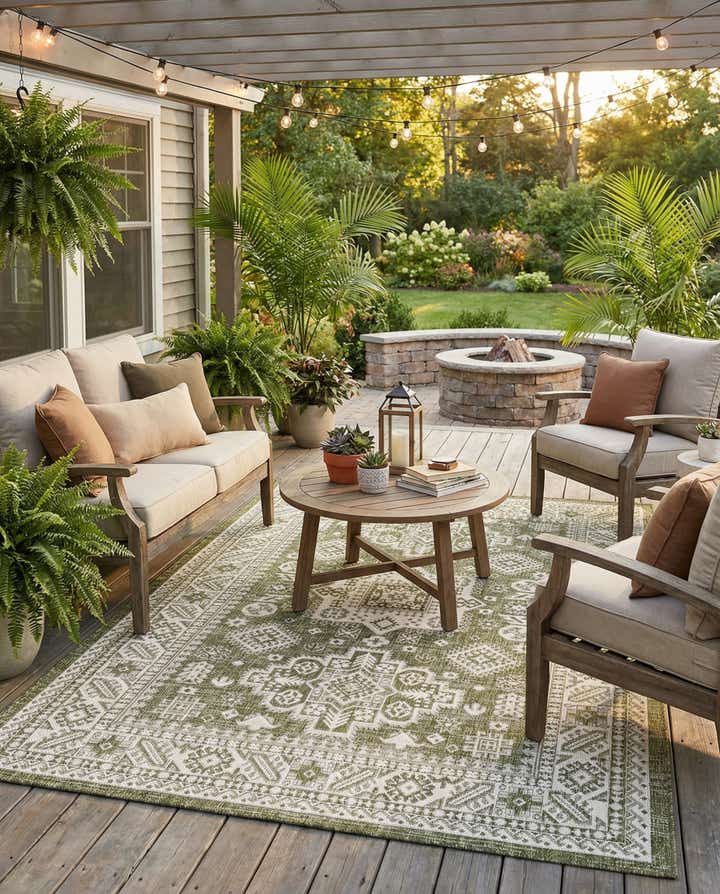 5' 3 x 8' Easy-Clean Aztec Indoor / Outdoor Rug