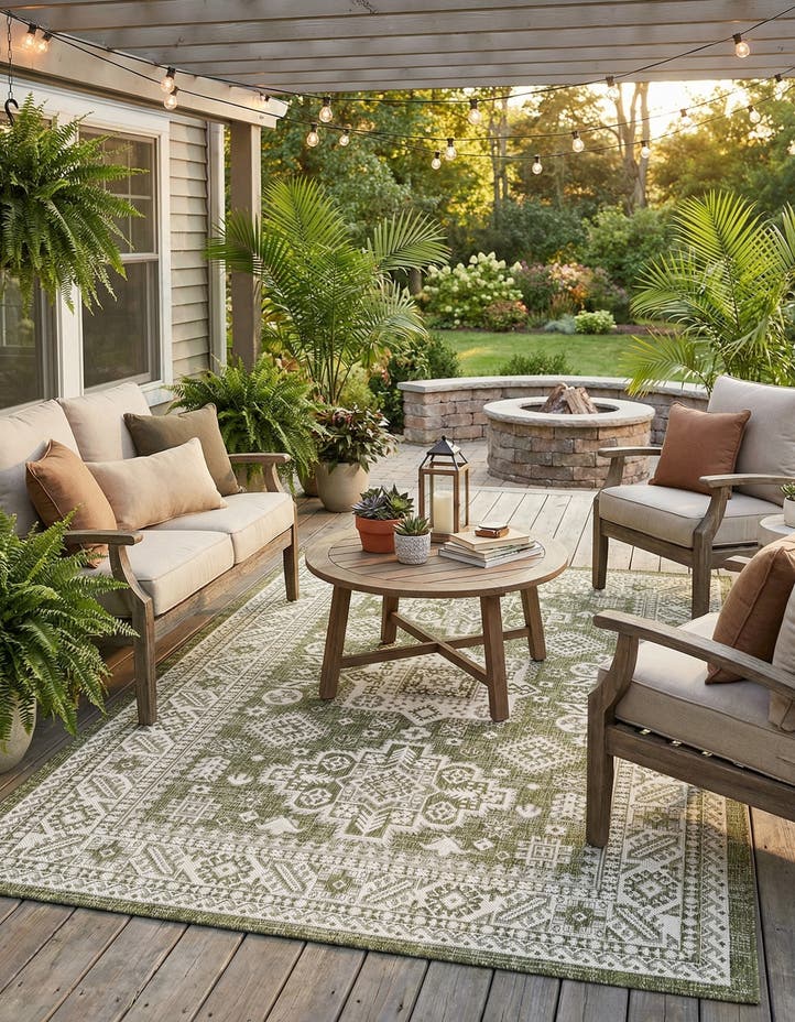 5' 3 x 8' Easy-Clean Aztec Indoor / Outdoor ...