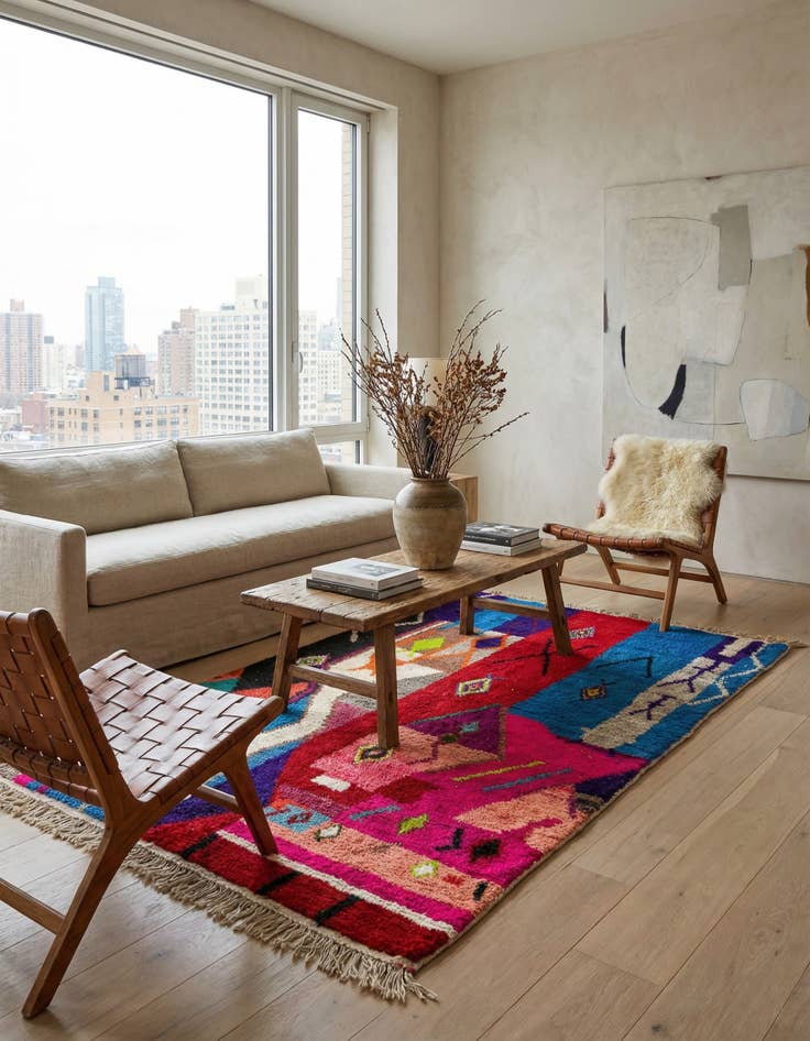 Detail image of 4' 9 x 8' 3  Hand Knotted Moroccan Wool Rug