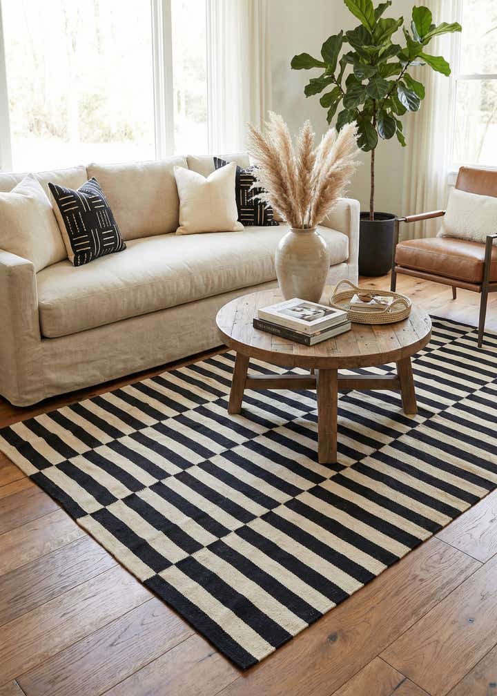 4' 3 x 6' Hand Woven Kilim Modern Wool Rug