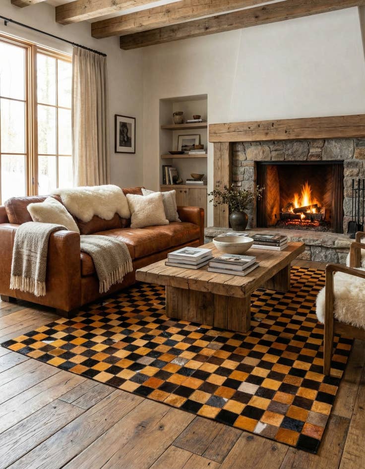 Detail image of  5' 2 x 8' Cowhide - Patchwork Rug