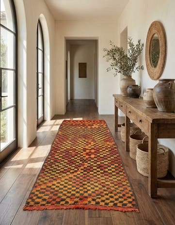 4' 5 x 8' 6 Hand Knotted Moroccan Wool Runner Rug