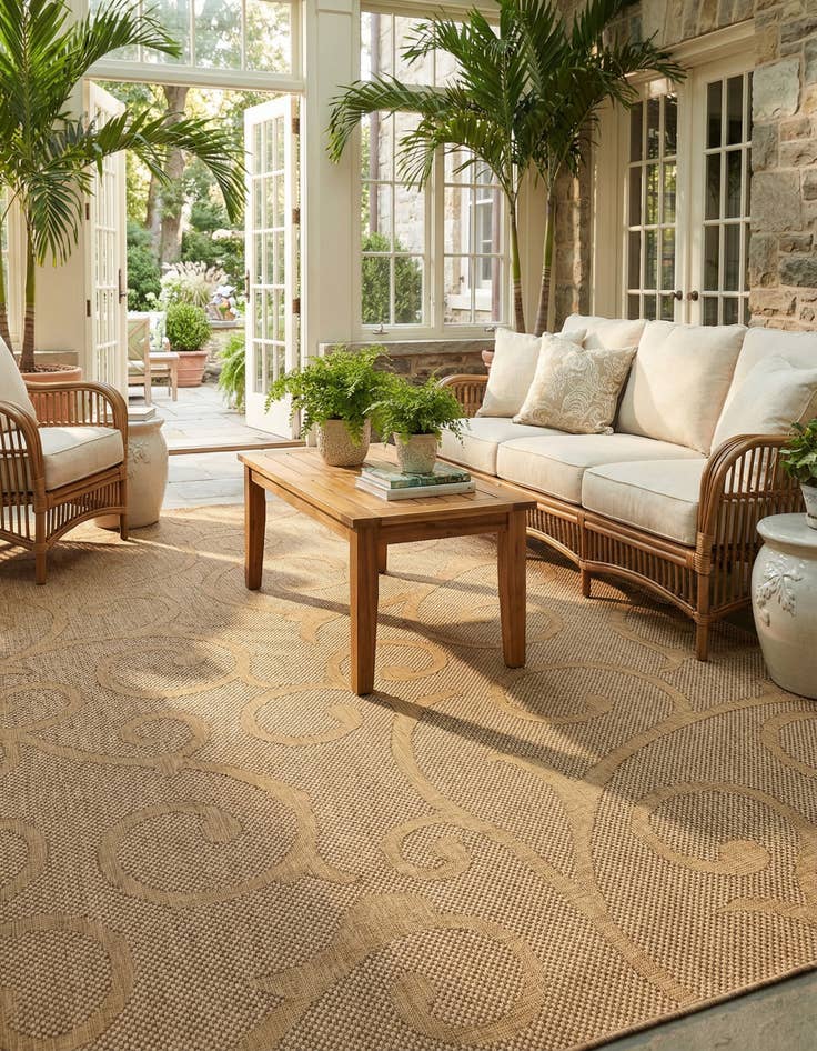 Detail image of 8' x 11' 4  Washable Botanical Indoor / Outdoor Rug