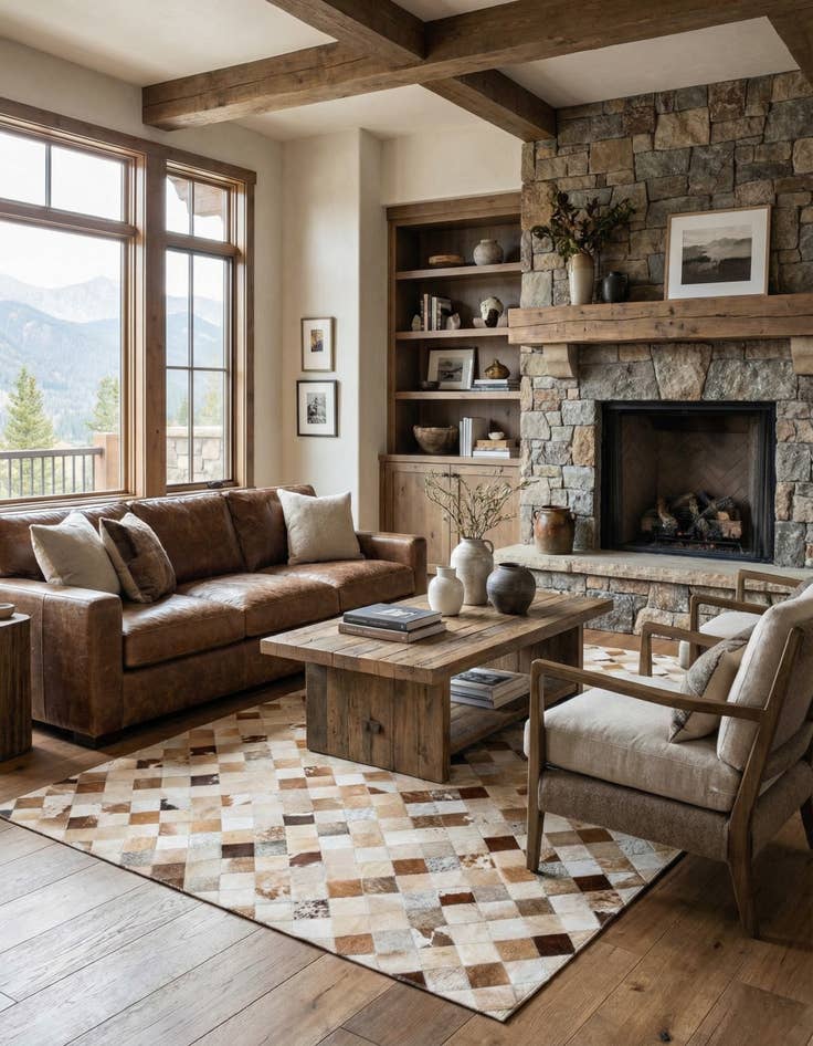 Detail image of 5' 2 x 8' 1 Cowhide Stocks Rug