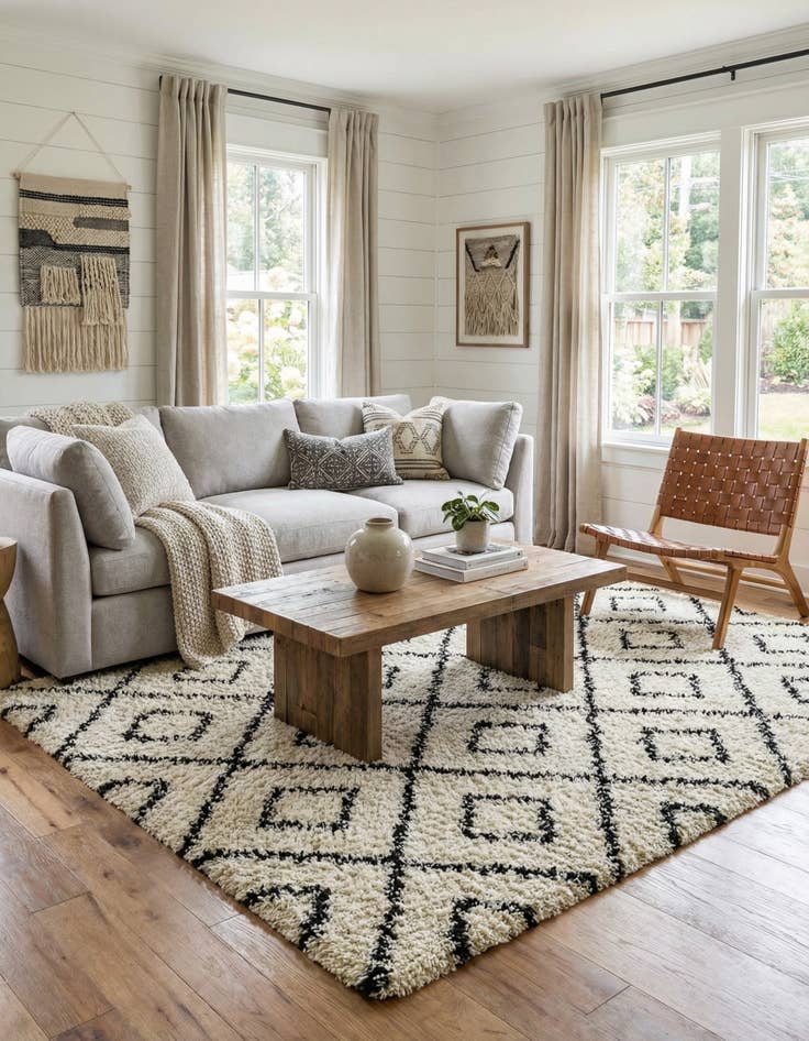 Detail image of  10' x 10' Lattice Shag Square Rug