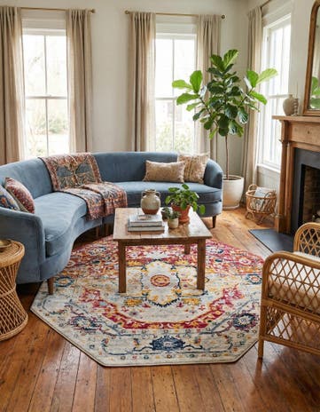 Pink Gray Madeline Vintage Octagon Rug