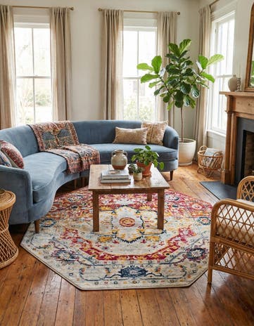 Pink Gray Madeline Vintage Octagon Rug