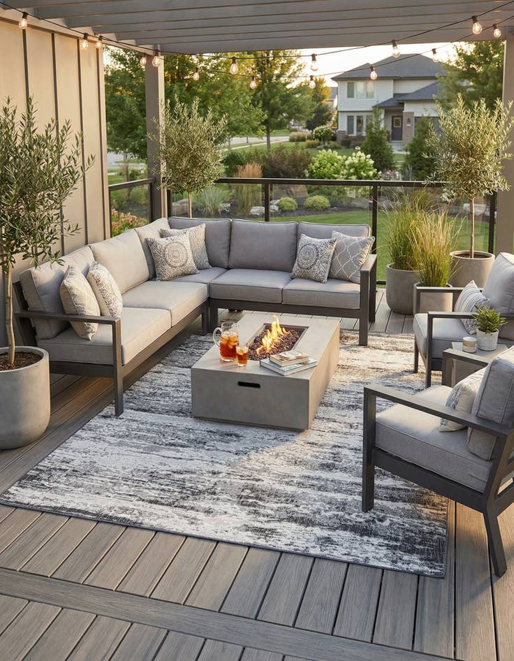 Detail image of 10' x 14'  Washable Modern Indoor / Outdoor Rug