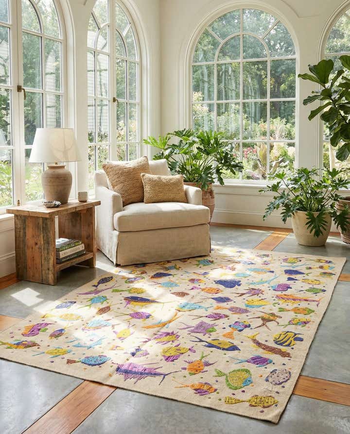 5' 6 x 7' 10 Hand Woven Kilim Suzani Wool Rug