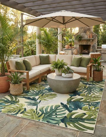 10' x 14' 2 Easy-Clean Botanical Indoor / Outdoor Rug