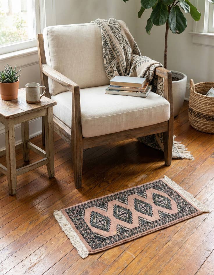 Detail image of 1' 1 x 1' 11  Hand Knotted Bokhara Oriental Wool Rug