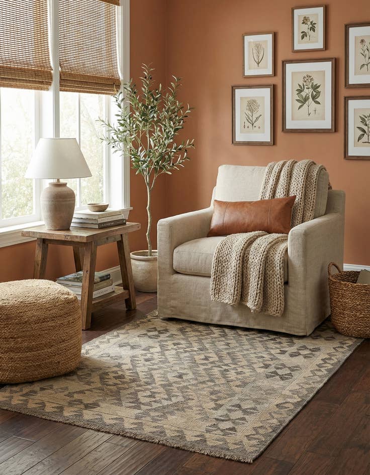 Detail image of 3' 7 x 5' 3  Hand Woven Kilim Maymana Wool Rug