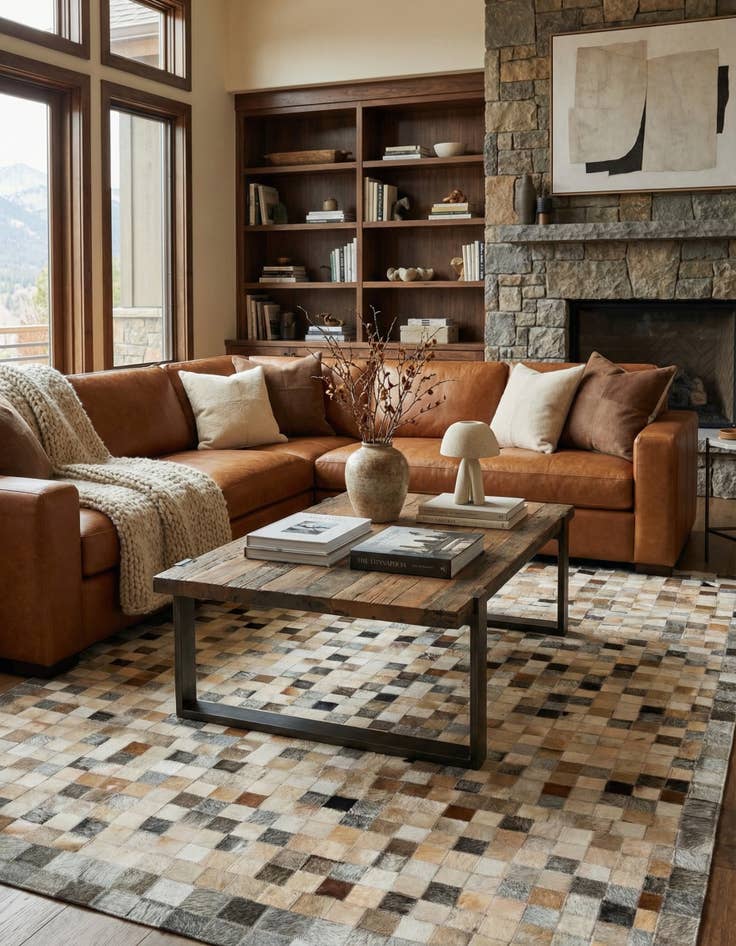 Detail image of  5' x 8' Cowhide Leather Rug