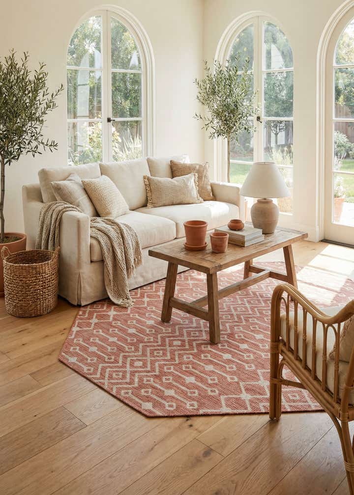 7' 10 x 7' 10 Easy-Clean Trellis Indoor / Outdoor Octagon Rug