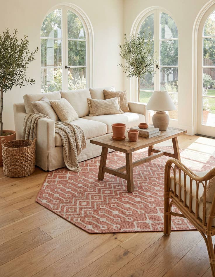 Detail image of 7' 10 x 7' 10  Washable Trellis Indoor / Outdoor Octagon Rug