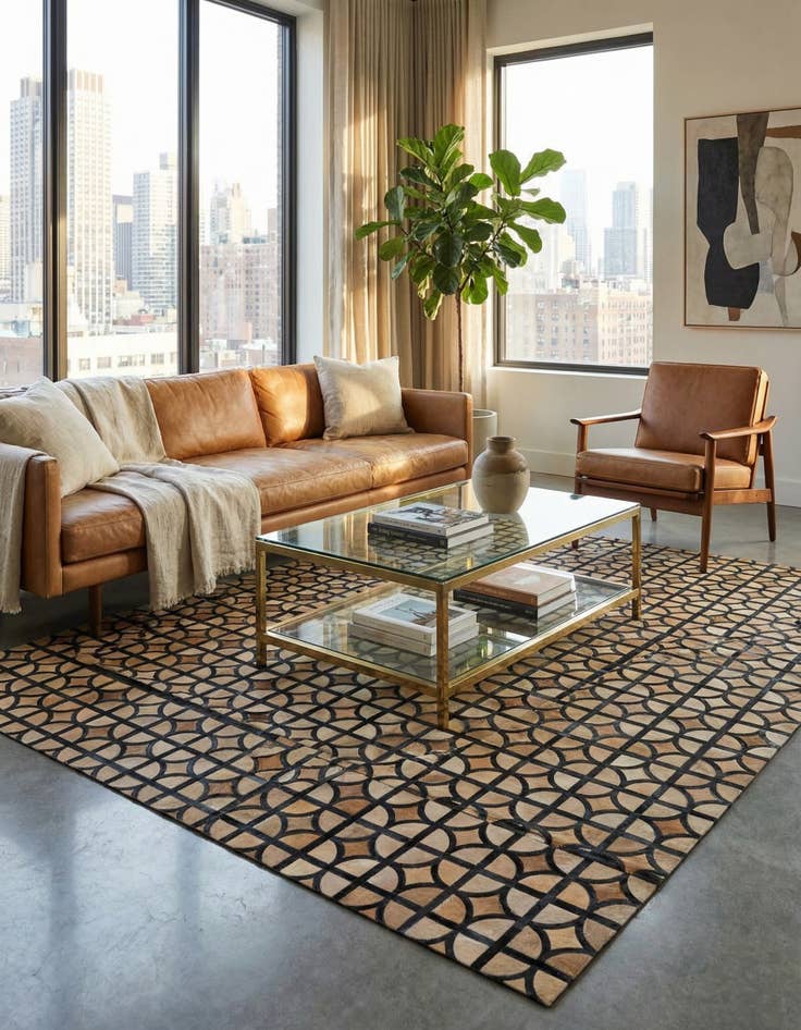 Detail image of 8' 1 x 10' 1 Cowhide Leather Rug