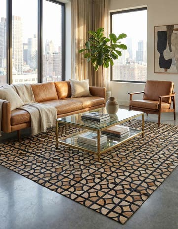 8' 1 x 10' 1 Cowhide Leather Rug