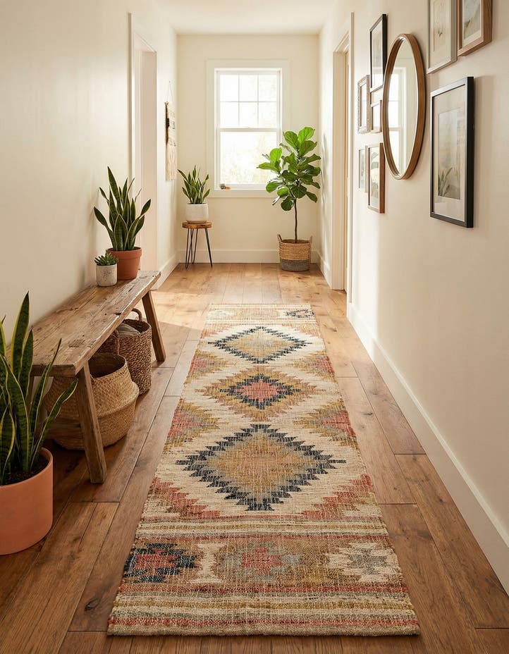 2' 7 x 10' Hand Woven Kilim Jute Runner Rug