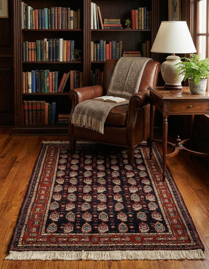 Detail image of 3' 2 x 4' 10  Hand Knotted Bokhara Oriental Wool Rug