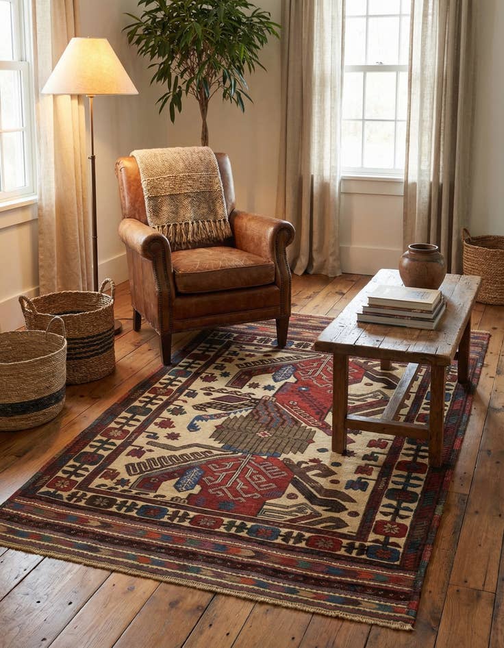 Detail image of 3' 10 x 6' 8 Hand Knotted Sumak Wool Rug