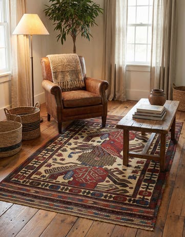 3' 10 x 6' 8 Hand Knotted Sumak Wool Rug