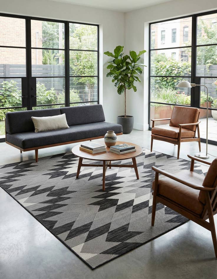Detail image of 7' 10 x 7' 10 Easy-Clean Modern Indoor / Outdoor Square Rug