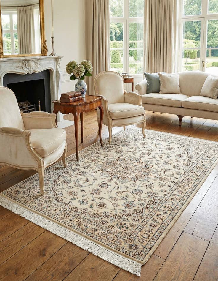 Detail image of 3' 5 x 4' 11  Hand Knotted Nain Rug