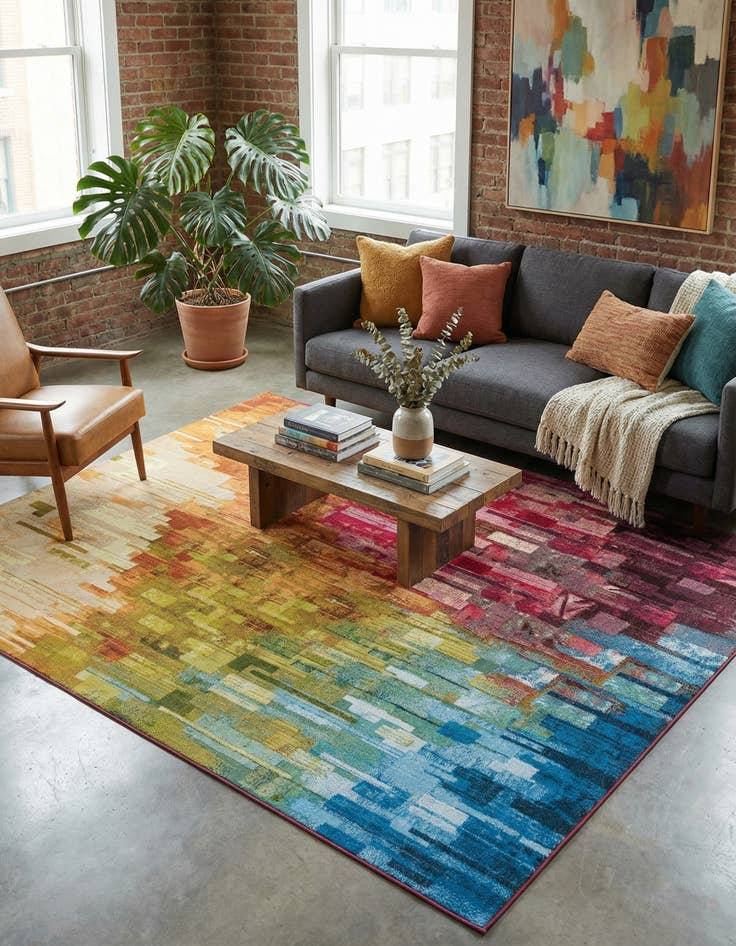 Detail image of  8' x 10'  Washable Modern Indoor / Outdoor Rug