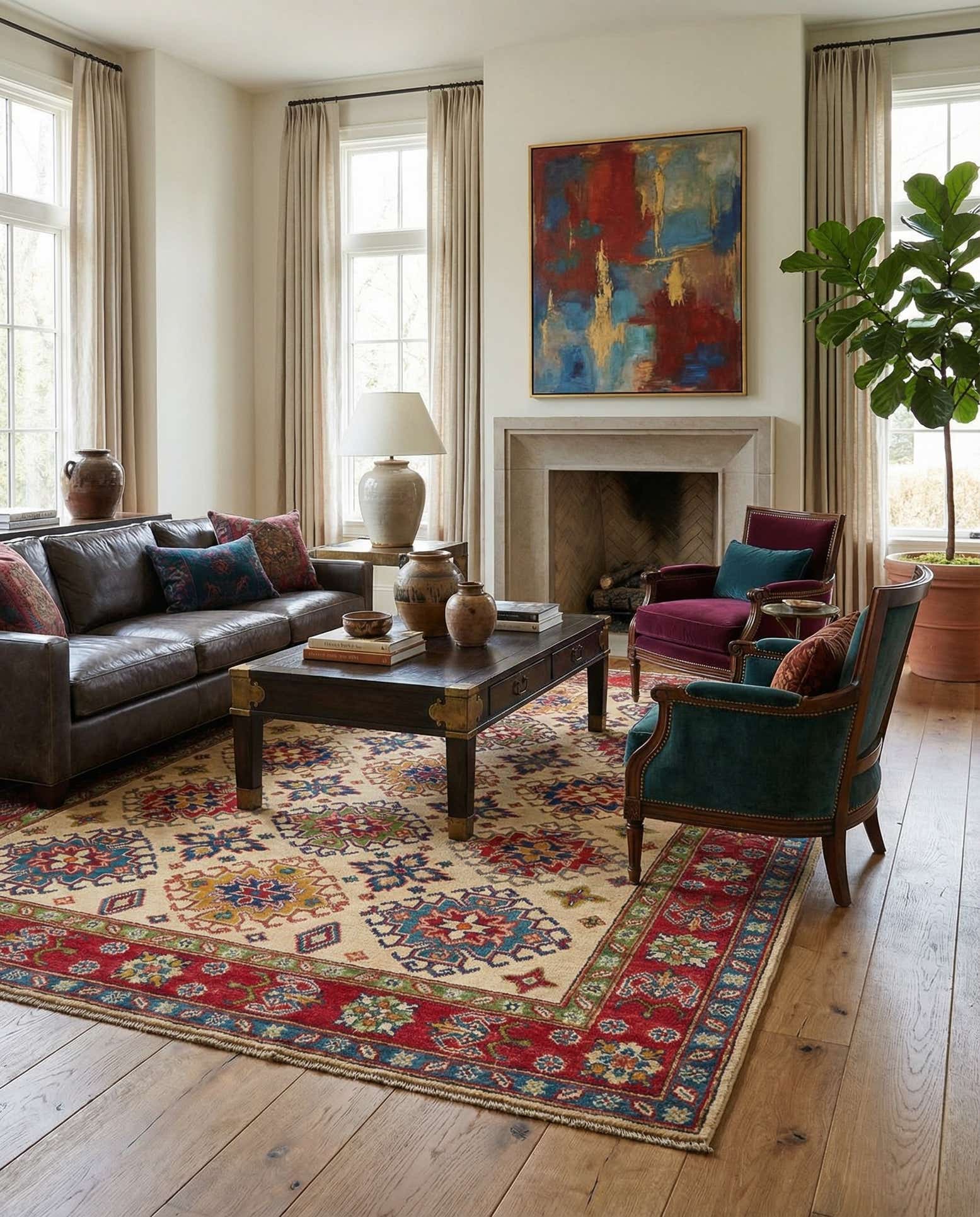 5' x 6' 7 Hand Knotted Kazak Rug