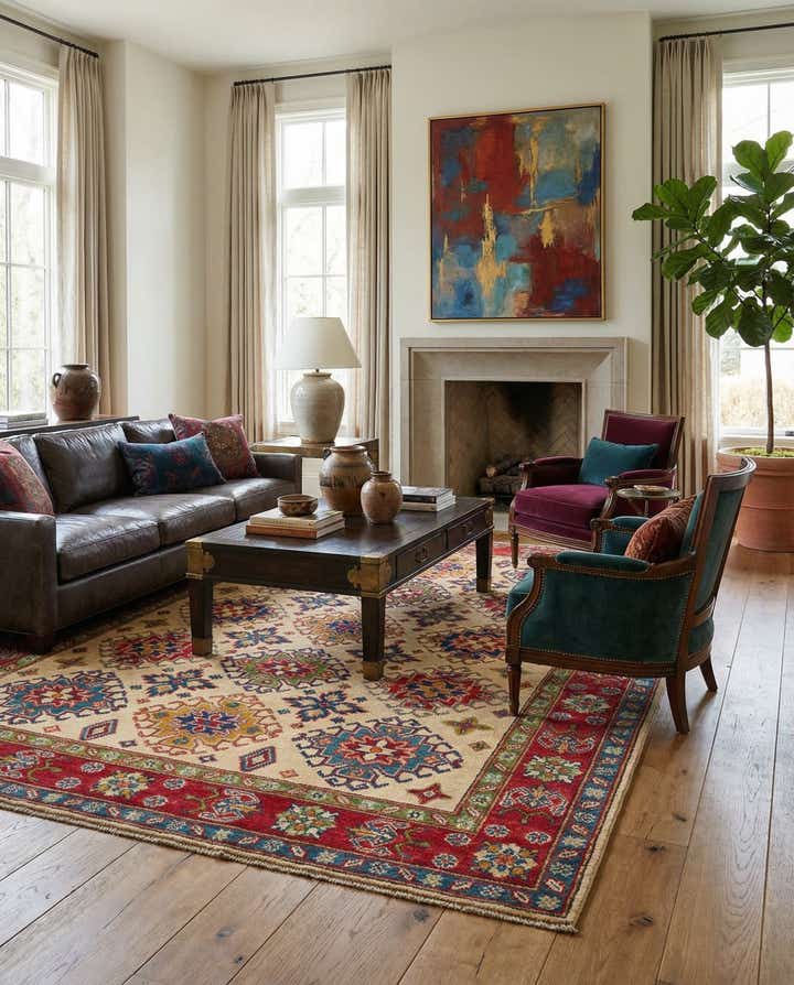 5' x 6' 7 Hand Knotted Kazak Rug