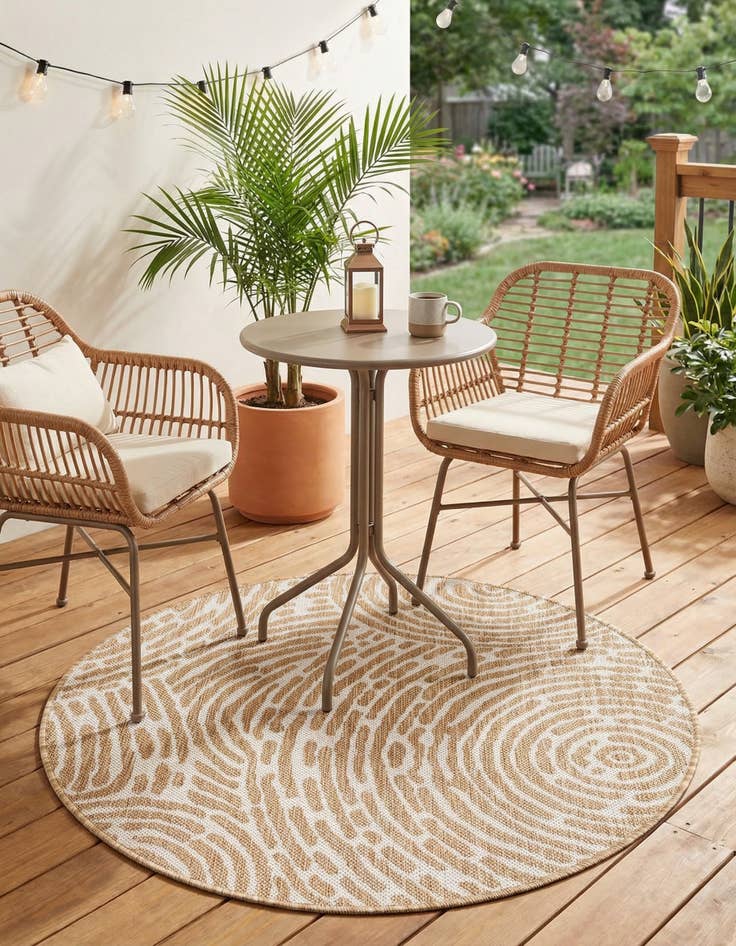 Detail image of  3' x 3'  Washable Modern Indoor / Outdoor Round Rug