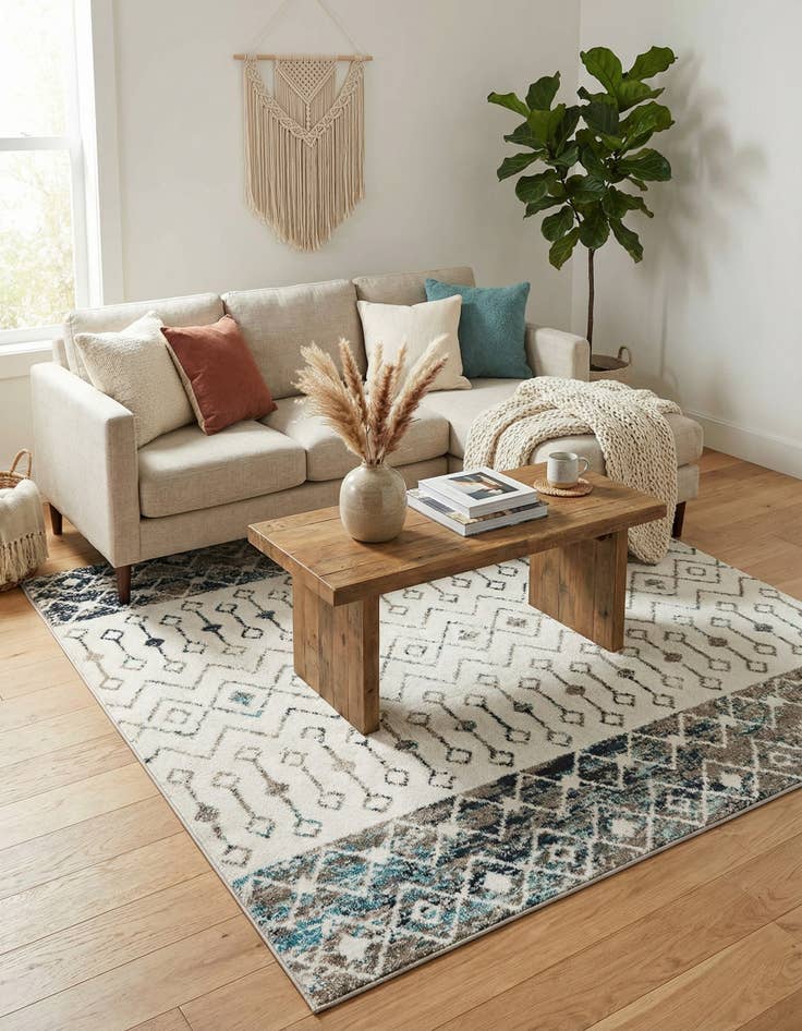 Detail image of 5' 3 x 5' 3 Moroccan Trellis Square Rug