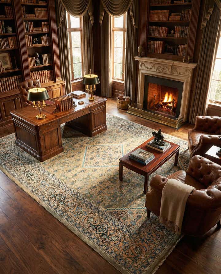 9' 10 x 13' 4 Hand Knotted Farahan Persian Wool Rug
