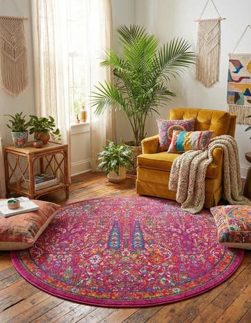 Pink Calypso Round Rug