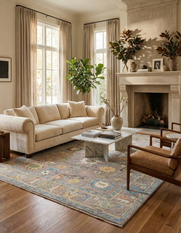 Detail image of  8' x 9' 7  Hand Knotted Oushak Rug