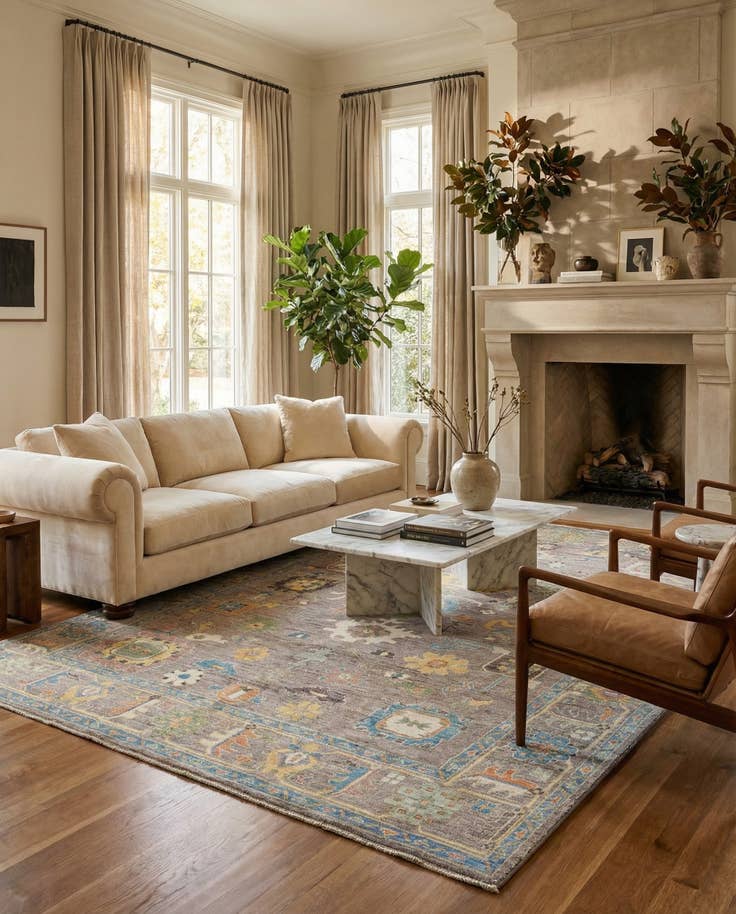 Detail image of 8' x 9' 7 Hand Knotted Oushak Rug