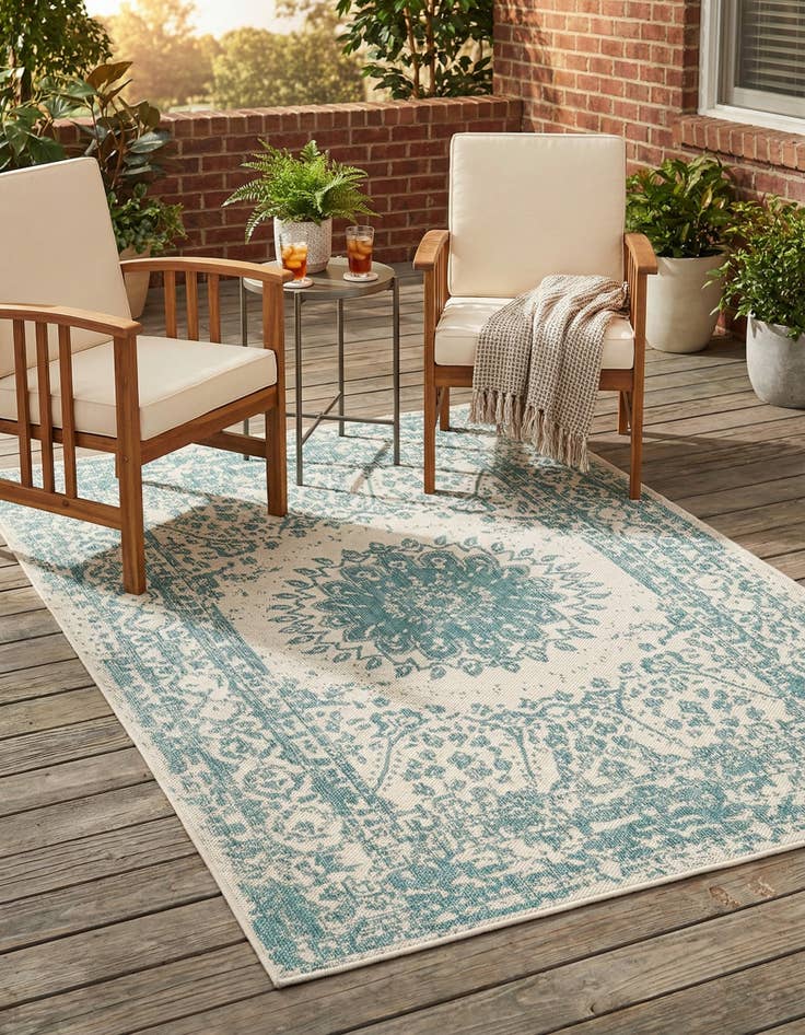 Detail image of  4' x 6'  Washable Traditional Indoor / Outdoor Rug