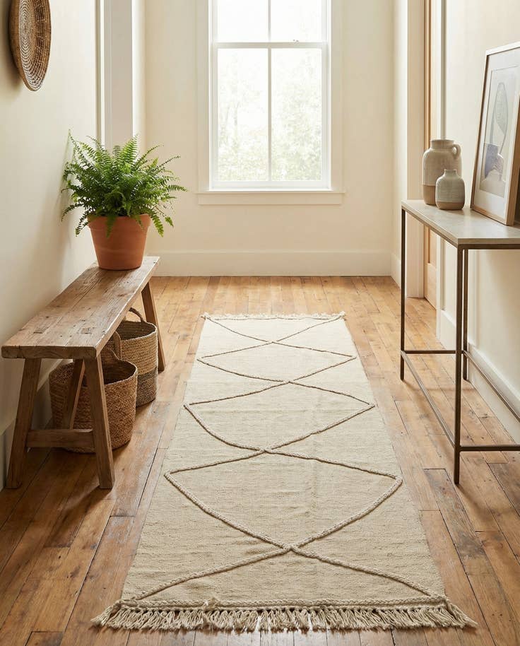 Detail image of 2' 6 x 8' 4 Hand Knotted Moroccan Wool Runner Rug